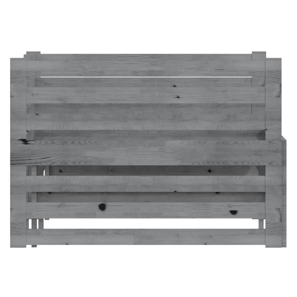 szürke tömör fenyőfa kihúzható kanapéágy 2 x (90 x 200) cm