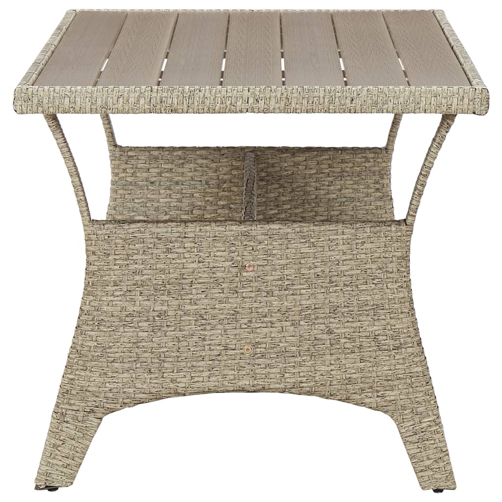 szürke polyrattan kerti asztal 120 x 70 x 66 cm