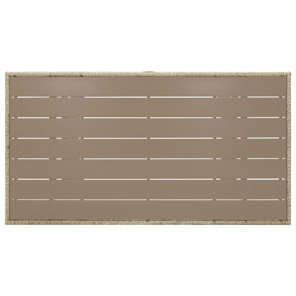 szürke polyrattan kerti asztal 120 x 70 x 66 cm