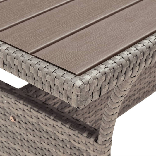 szürke polyrattan kerti asztal 120 x 70 x 66 cm