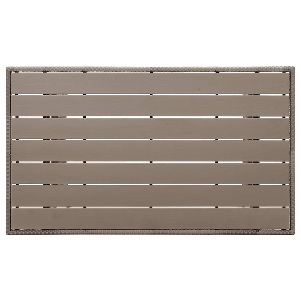 szürke polyrattan kerti asztal 120 x 70 x 66 cm
