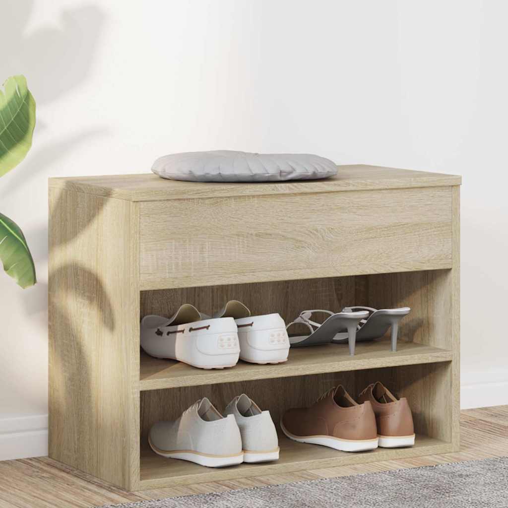sonoma tölgy színű szerelt fa cipőtároló pad 60 x 30 x 45 cm