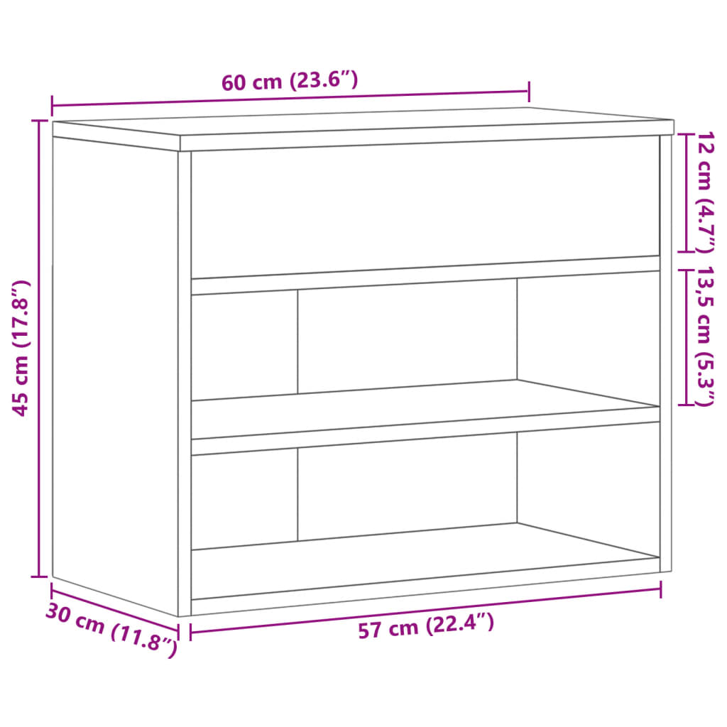 magasfényű fehér szerelt fa cipőtároló pad 60 x 30 x 45 cm