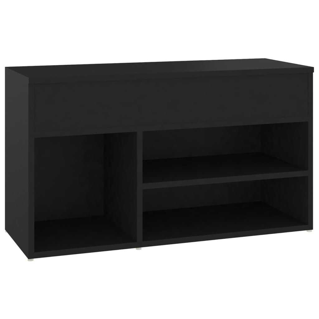 fekete szerelt fa cipőtároló pad 80 x 30 x 45 cm
