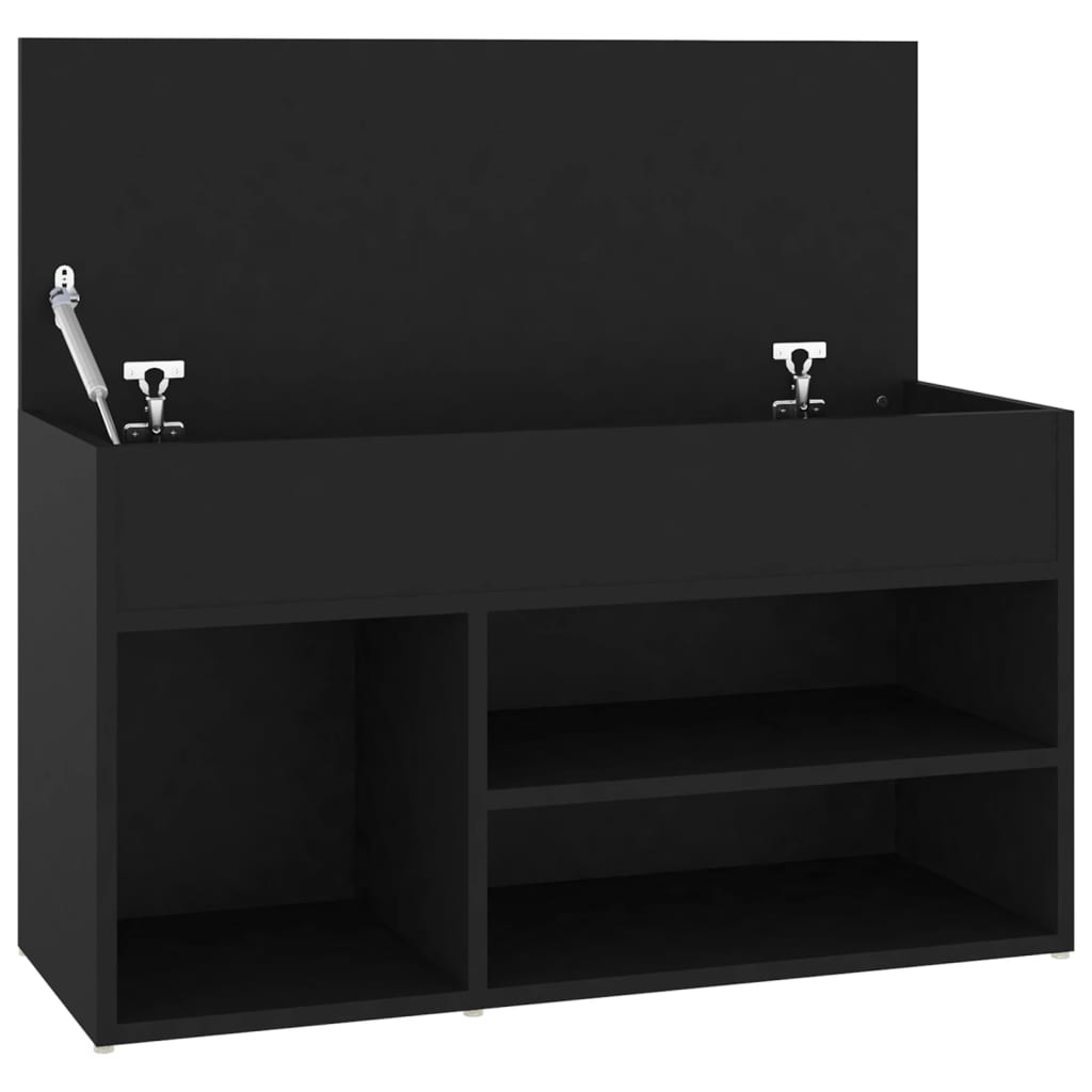 fekete szerelt fa cipőtároló pad 80 x 30 x 45 cm