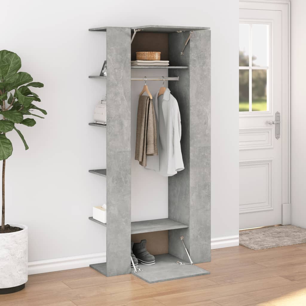 betonszürke szerelt fa előszobaszekrény 97,5 x 37 x 99 cm