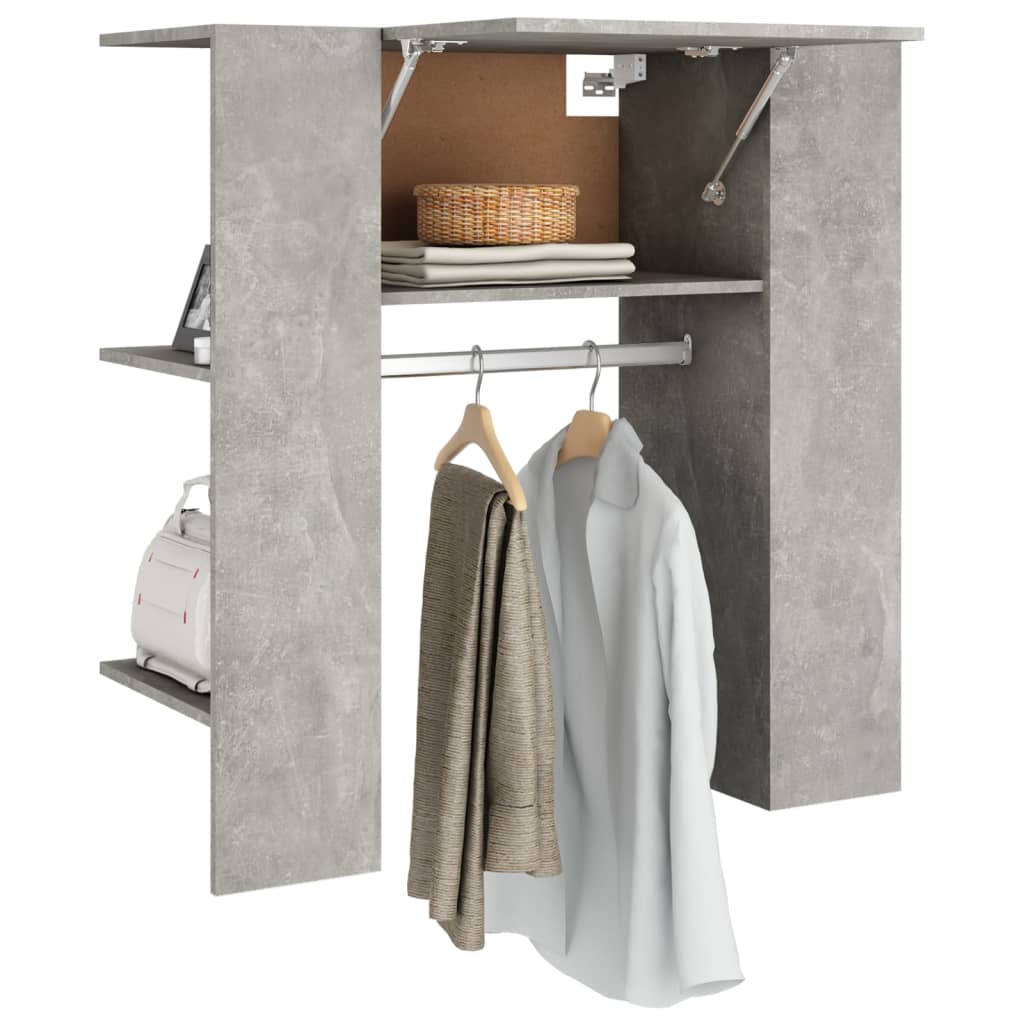 betonszürke szerelt fa előszobaszekrény 97,5 x 37 x 99 cm