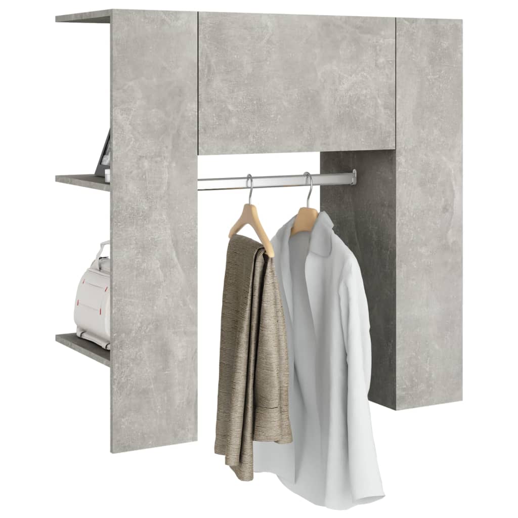 betonszürke szerelt fa előszobaszekrény 97,5 x 37 x 99 cm