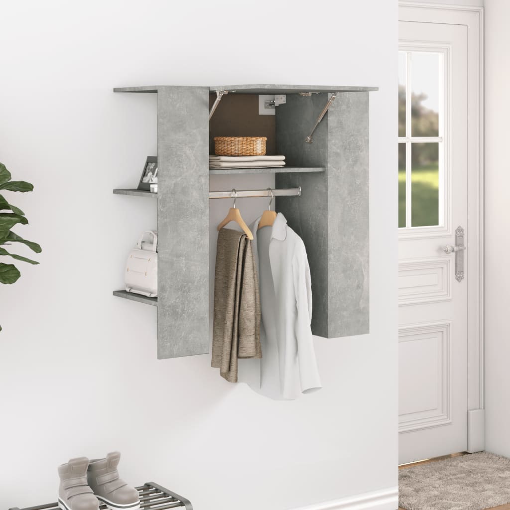 betonszürke szerelt fa előszobaszekrény 97,5 x 37 x 99 cm