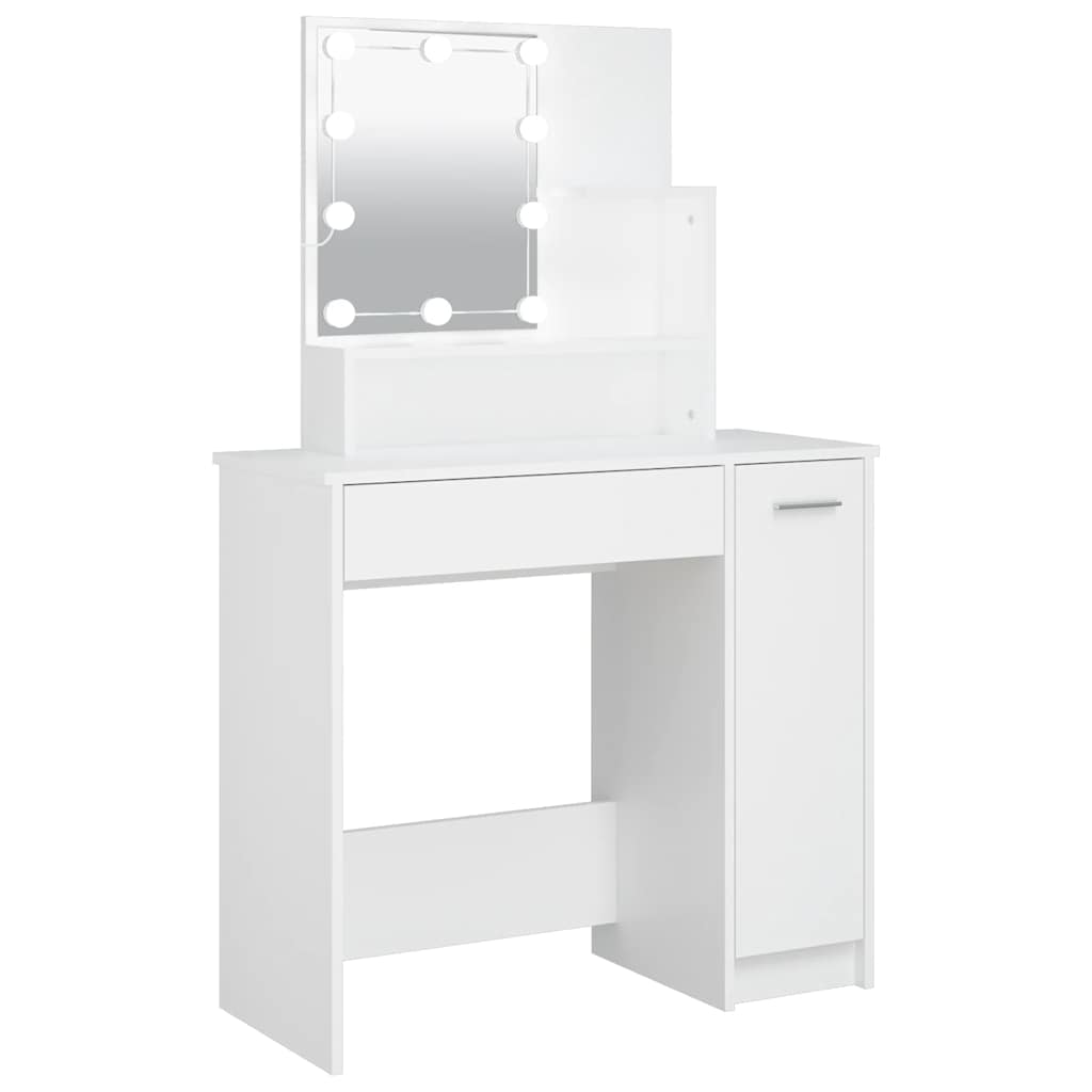 fehér fésülködőasztal LED-del 86,5 x 35 x 136 cm