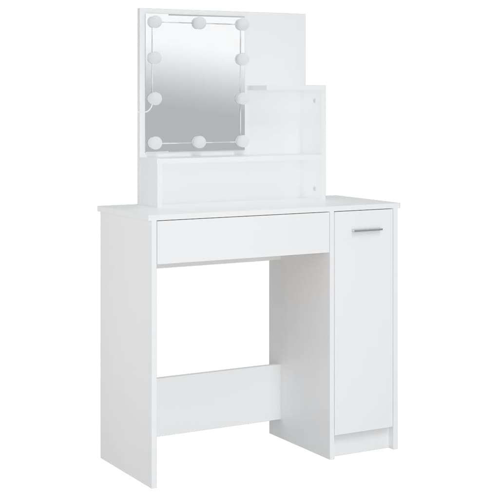 fehér fésülködőasztal LED-del 86,5 x 35 x 136 cm
