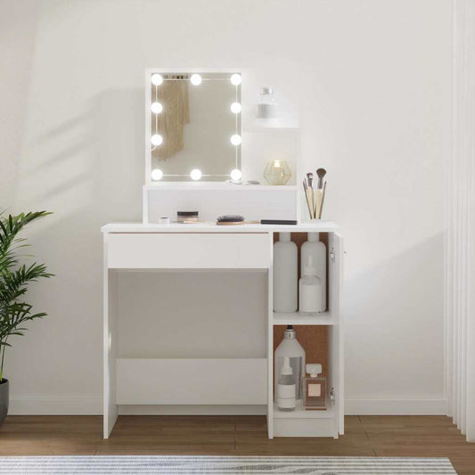 fehér fésülködőasztal LED-del 86,5 x 35 x 136 cm