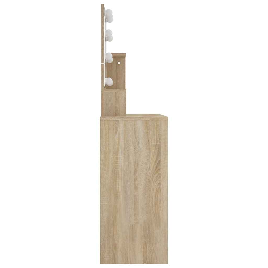 sonoma-tölgyszínű fésülködőasztal LED-del 86,5 x 35 x 136 cm