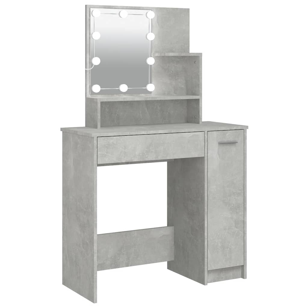betonszürke fésülködőasztal LED-del 86,5 x 35 x 136 cm