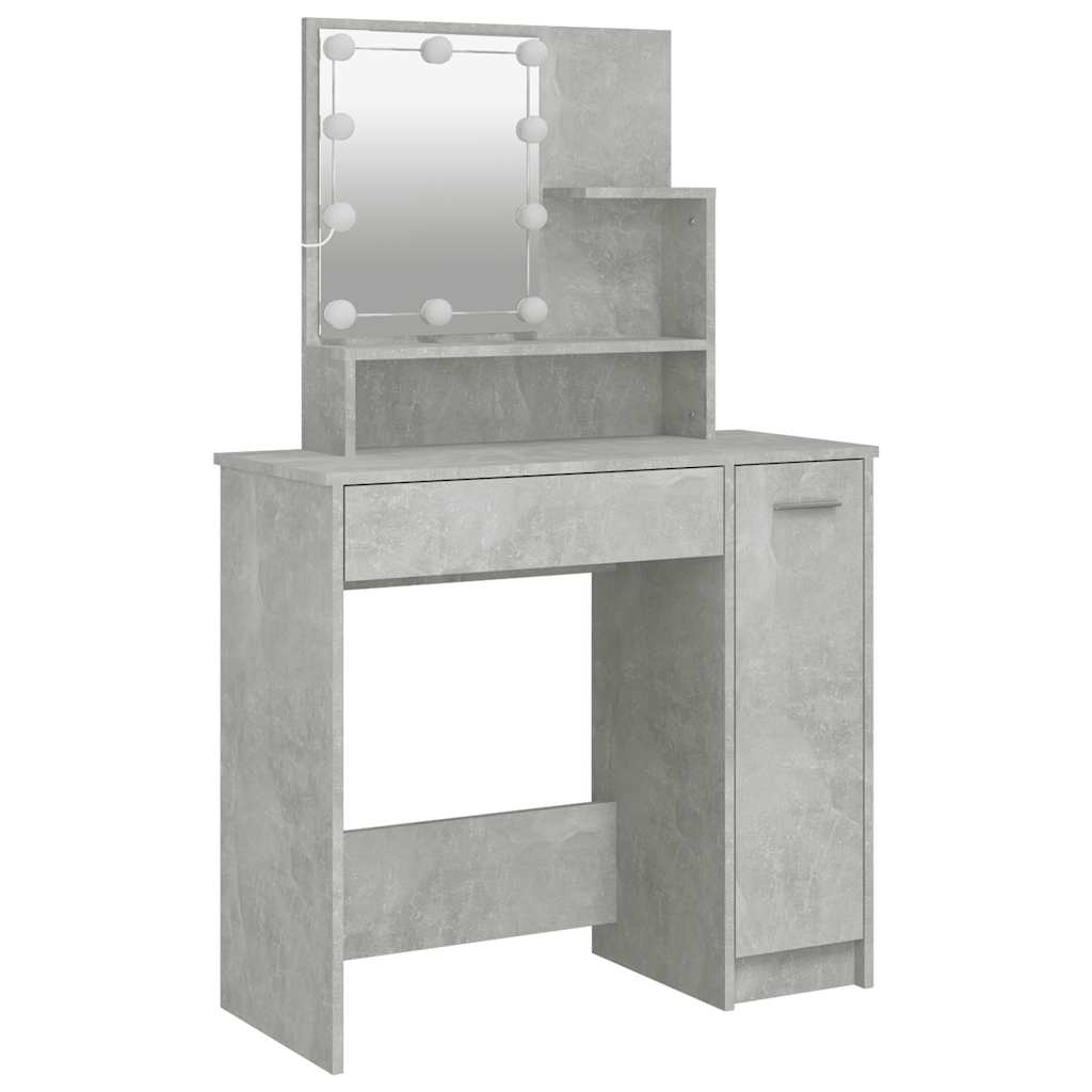 betonszürke fésülködőasztal LED-del 86,5 x 35 x 136 cm