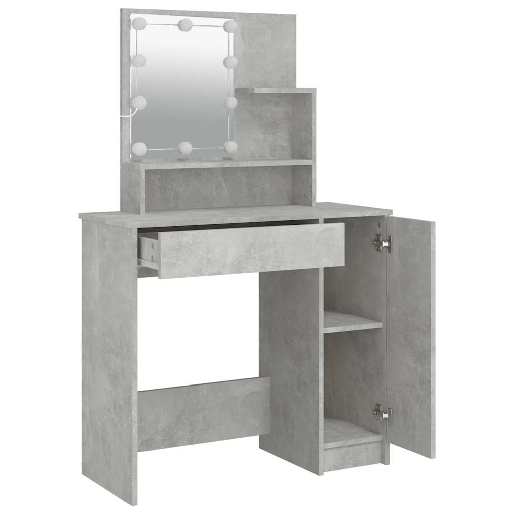 betonszürke fésülködőasztal LED-del 86,5 x 35 x 136 cm