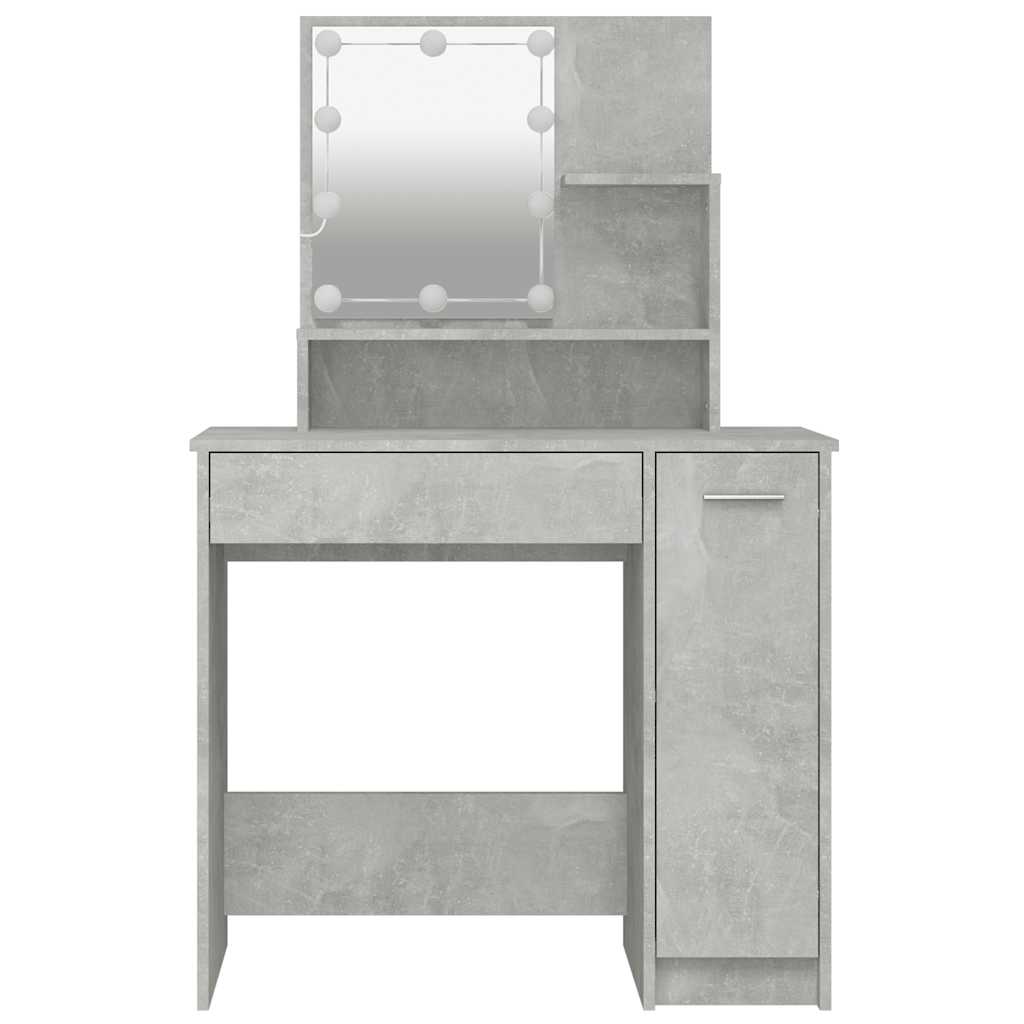 betonszürke fésülködőasztal LED-del 86,5 x 35 x 136 cm