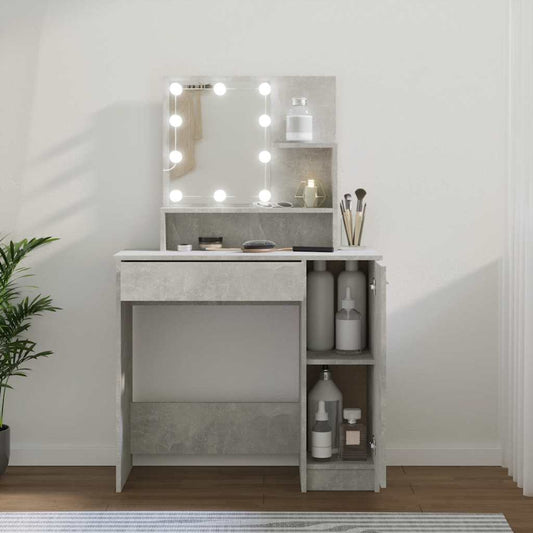 betonszürke fésülködőasztal LED-del 86,5 x 35 x 136 cm