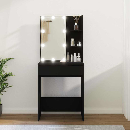 fekete LED-es fésülködőasztal 60 x 40 x 140 cm