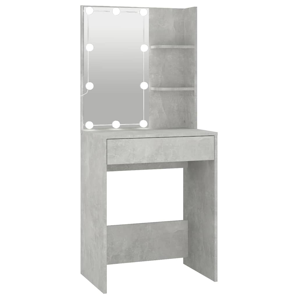 betonszürke fésülködőasztal LED-del 60x40x140 cm
