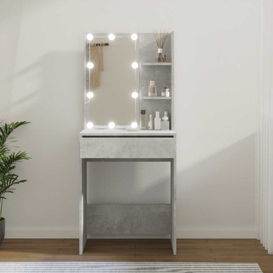 betonszürke fésülködőasztal LED-del 60x40x140 cm
