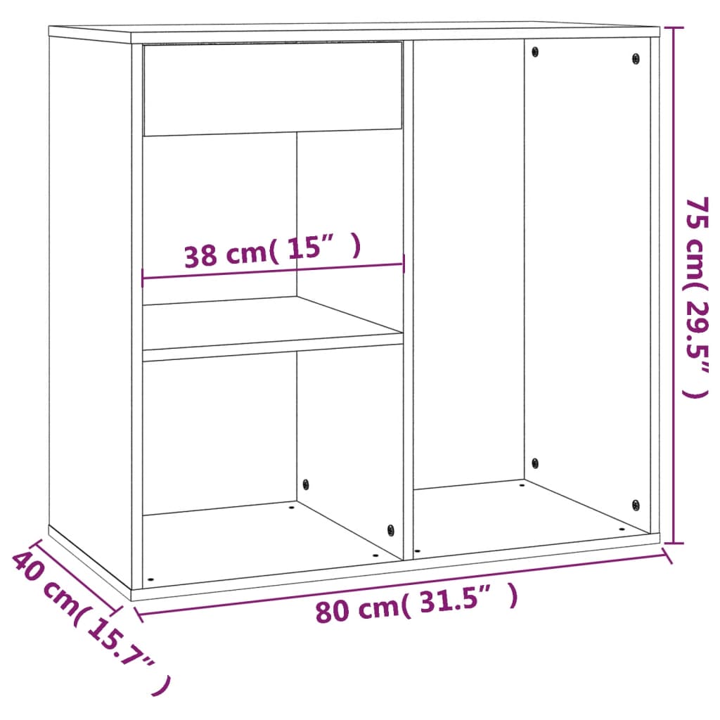 sonoma tölgy színű szerelt fa pipereszekrény 80 x 40 x 75 cm