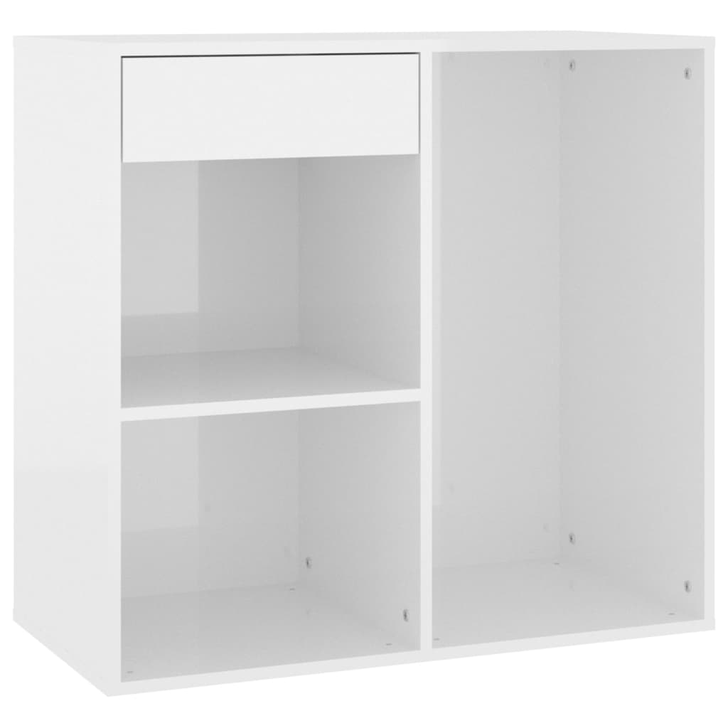 magasfényű fehér szerelt fa pipereszekrény 80 x 40 x 75 cm