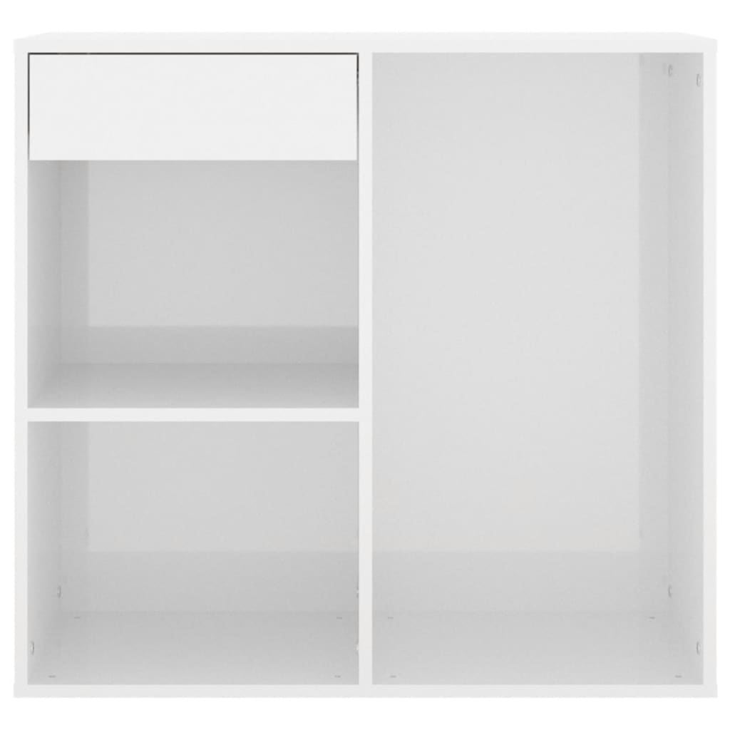 magasfényű fehér szerelt fa pipereszekrény 80 x 40 x 75 cm