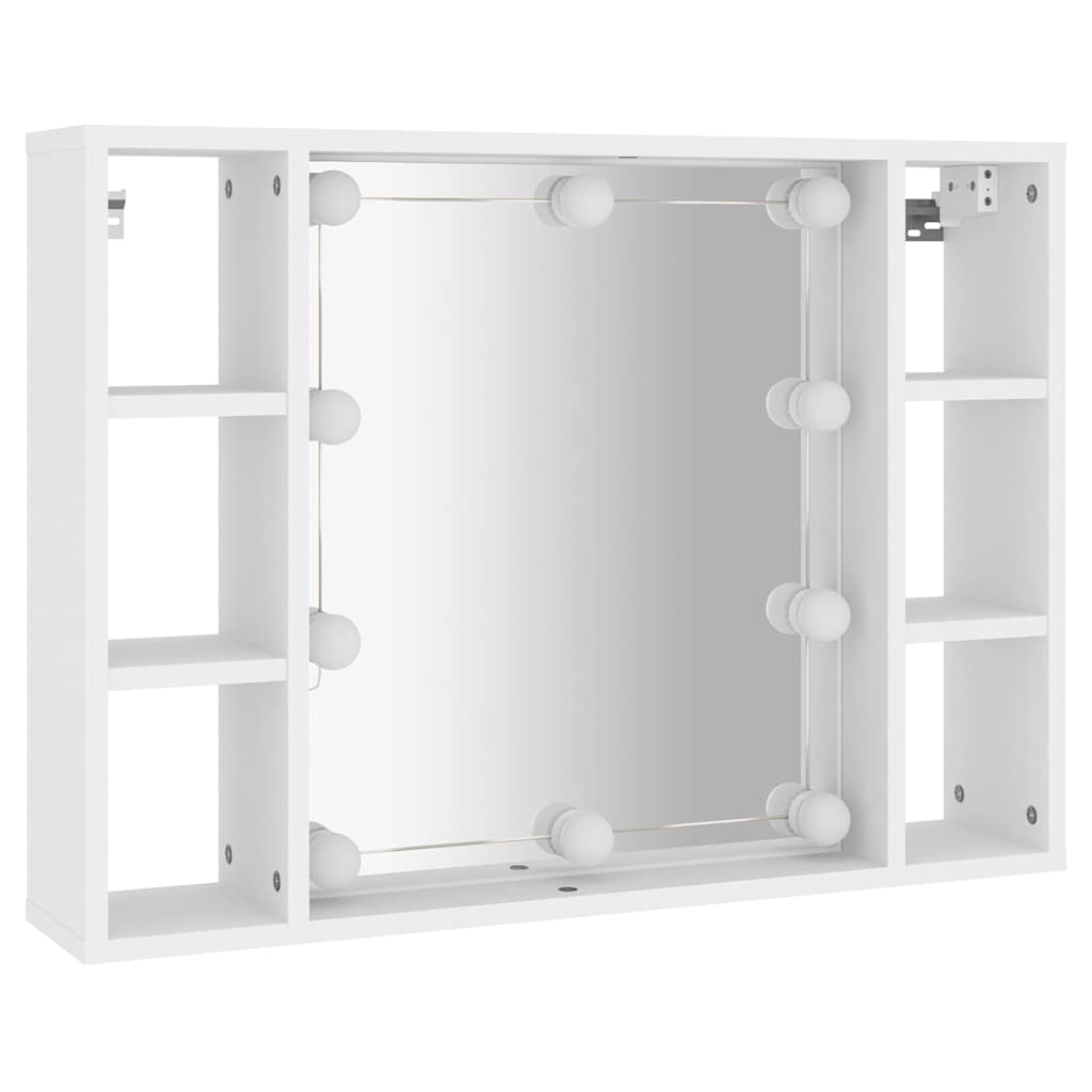 fehér tükrös szekrény LED-ekkel 76 x 15 x 55 cm