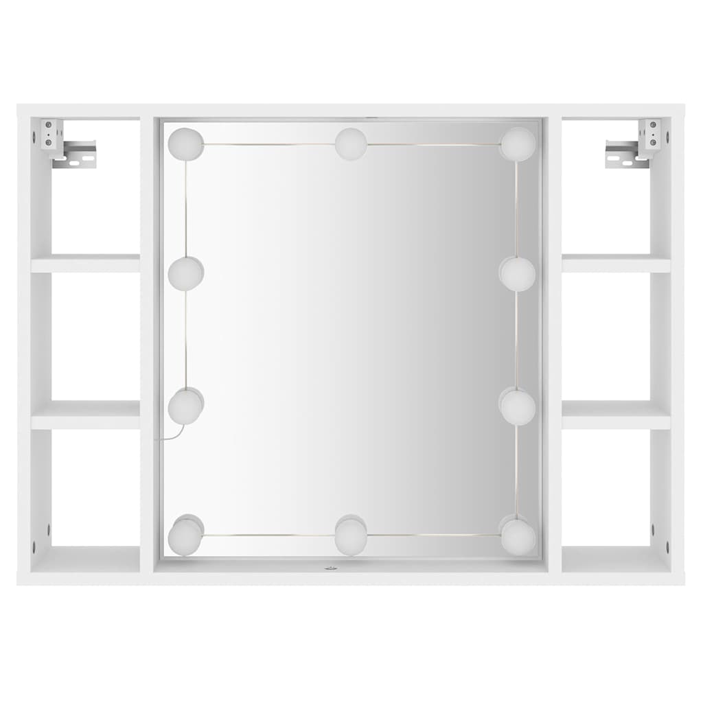 fehér tükrös szekrény LED-ekkel 76 x 15 x 55 cm