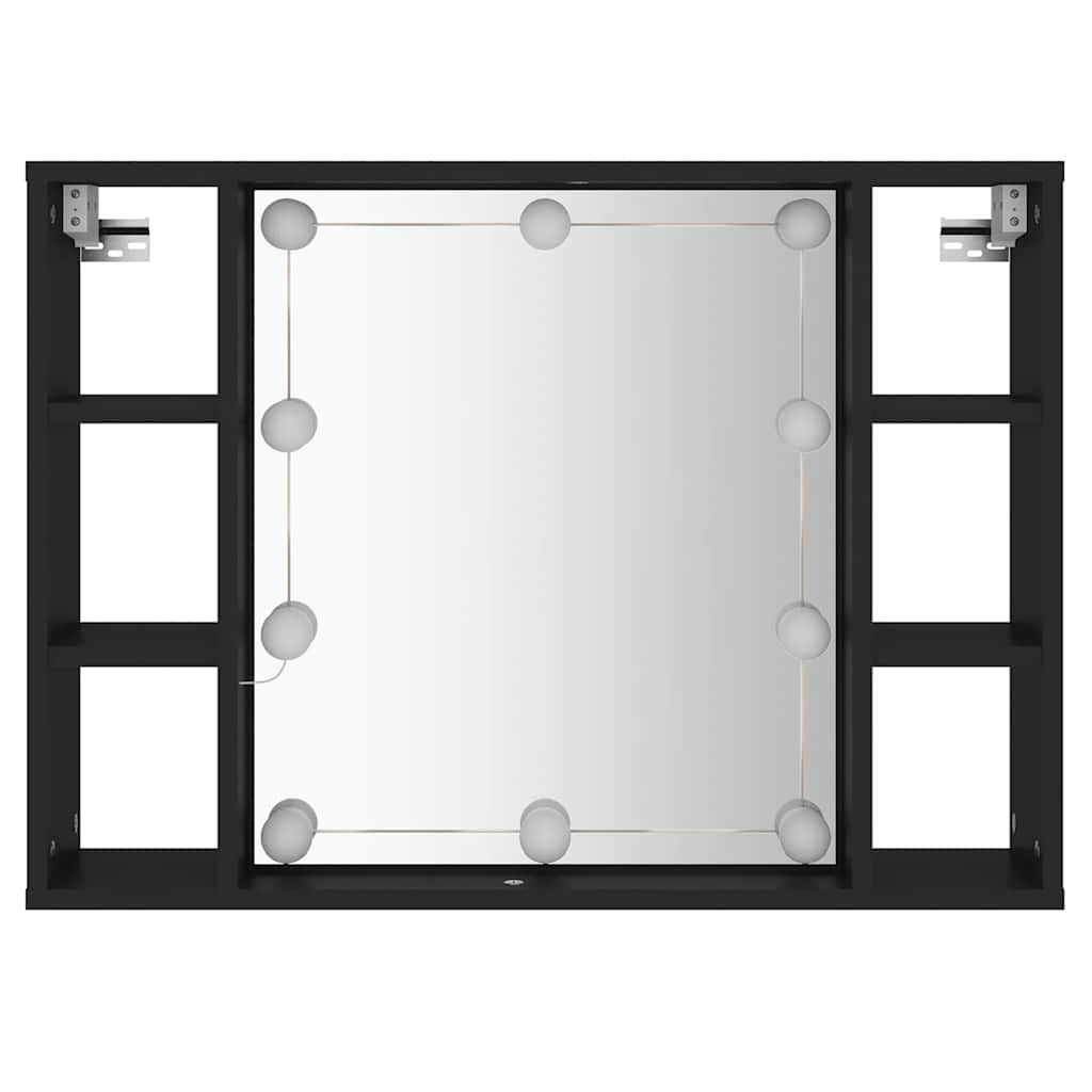 fekete tükrös szekrény LED-ekkel 76 x 15 x 55 cm