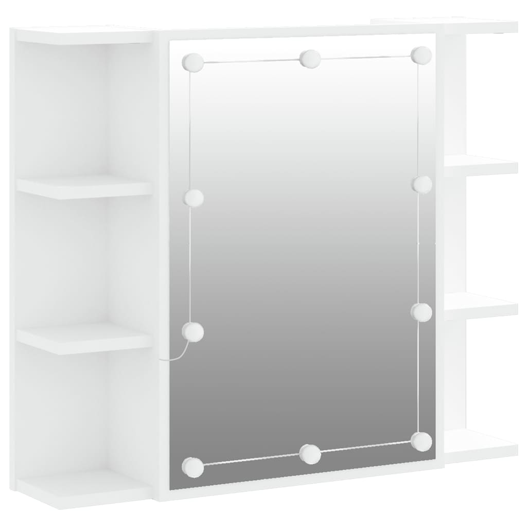 fehér tükrös szekrény LED-ekkel 70 x 16,5 x 60 cm