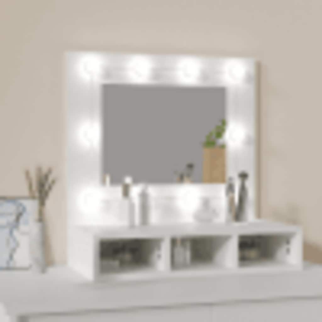 fehér tükrös szekrény LED-ekkel 60 x 31,5 x 62 cm