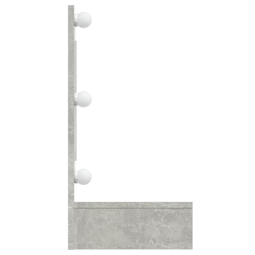 betonszürke tükrös szekrény LED-ekkel 90 x 31,5 x 62 cm