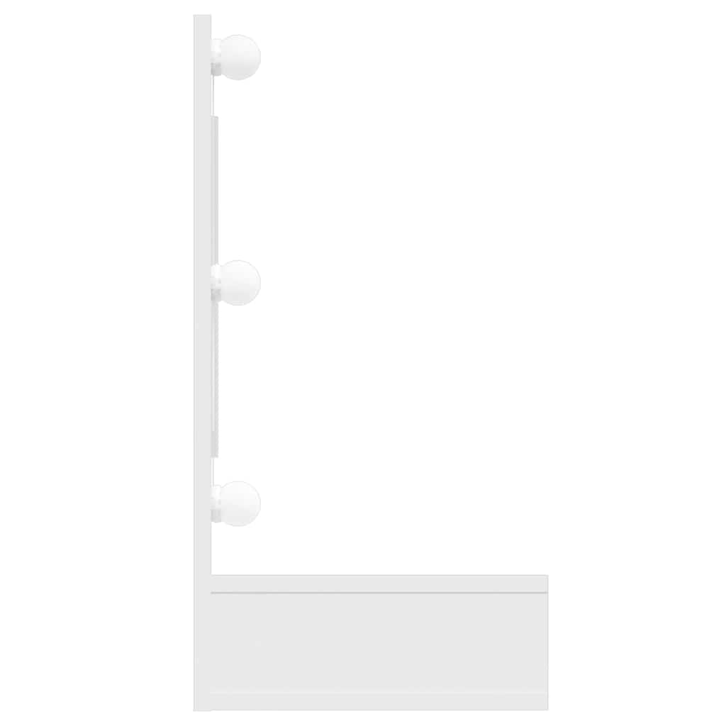 magasfényű fehér tükrös szekrény LED-ekkel 90 x 31,5 x 62 cm