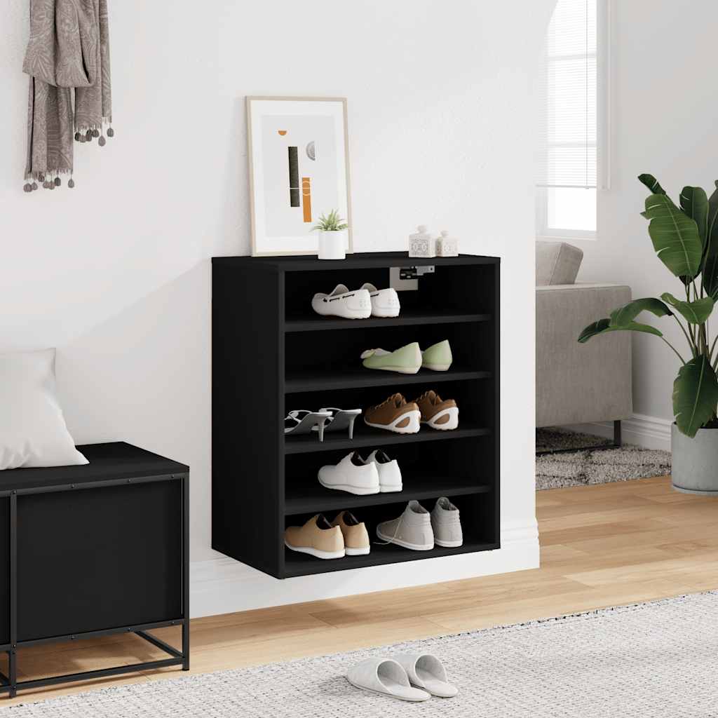 vidaX fekete szerelt fa cipősszekrény 60 x 35 x 70 cm