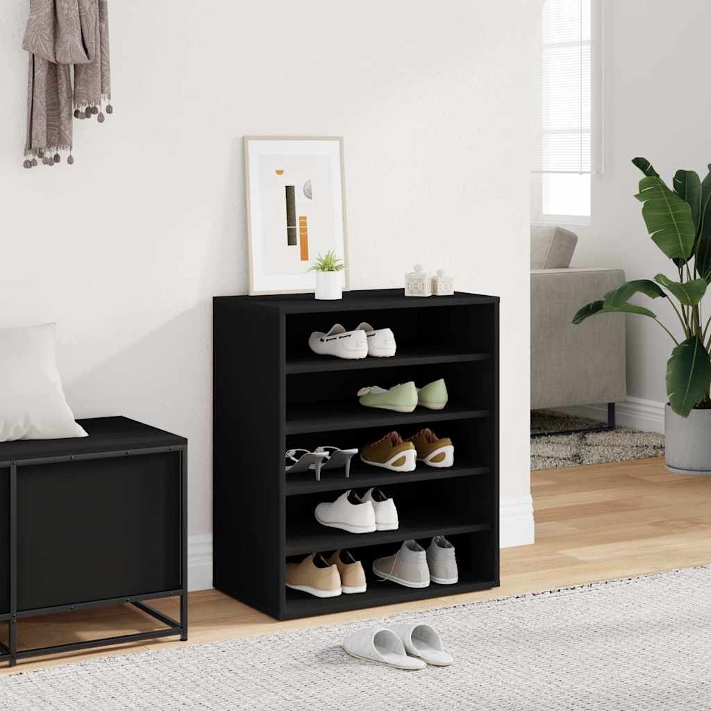 vidaX fekete szerelt fa cipősszekrény 60 x 35 x 70 cm