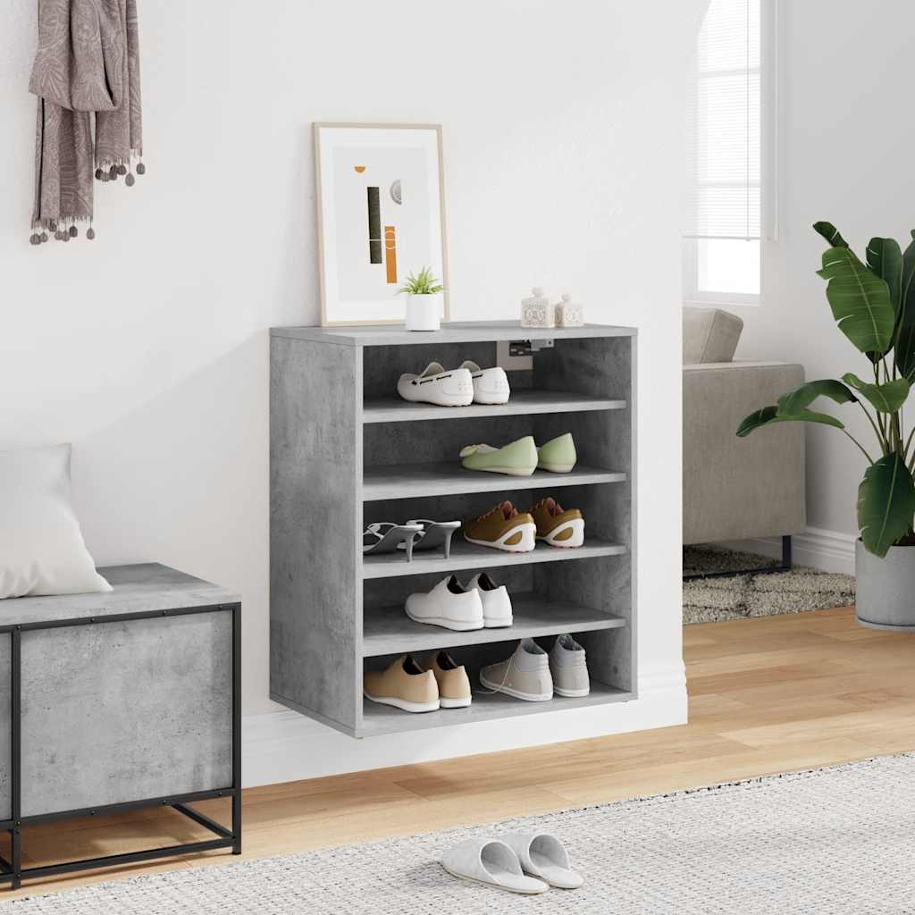 betonszürke szerelt fa cipősszekrény 60 x 35 x 70 cm