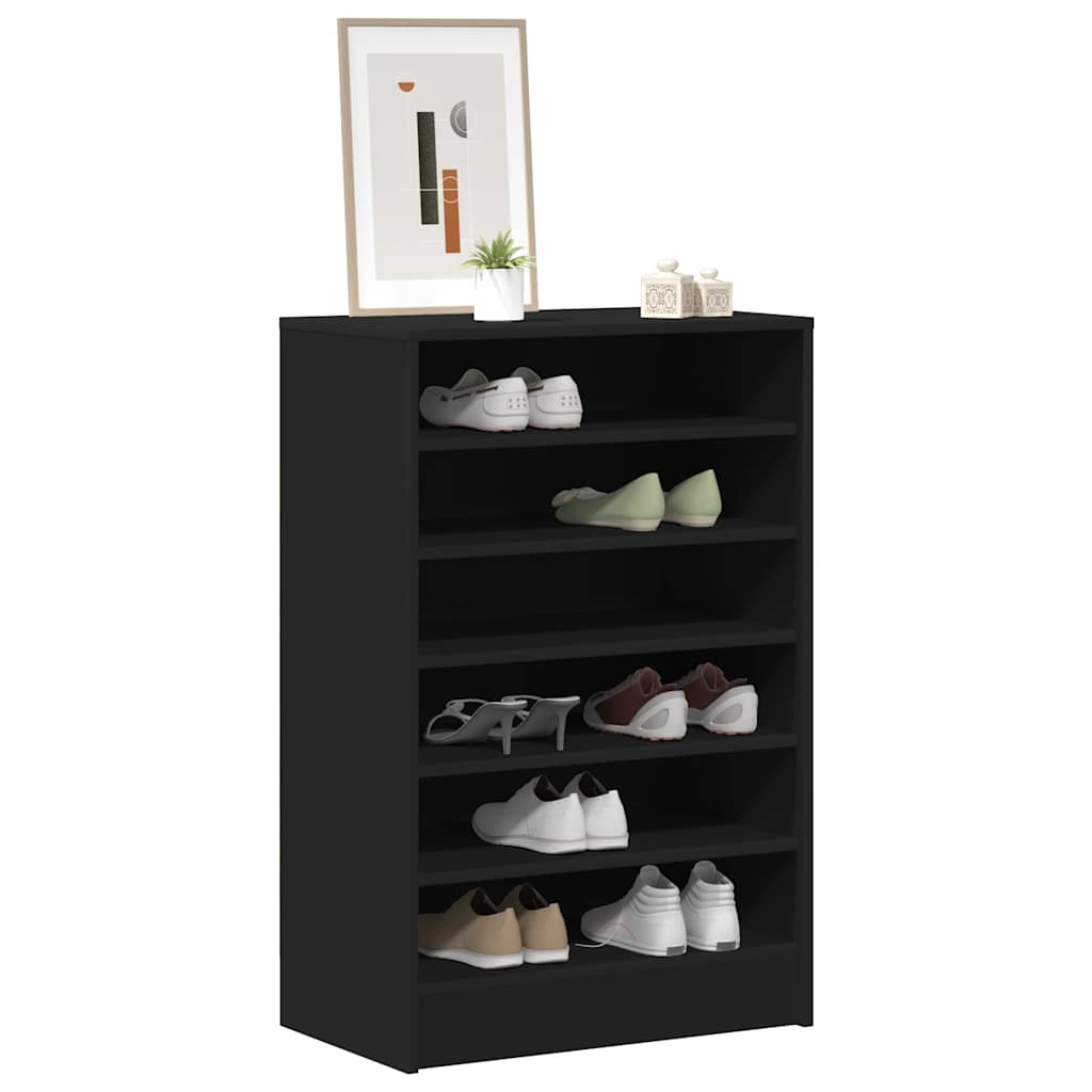 fekete szerelt fa cipősszekrény 60 x 35 x 92 cm