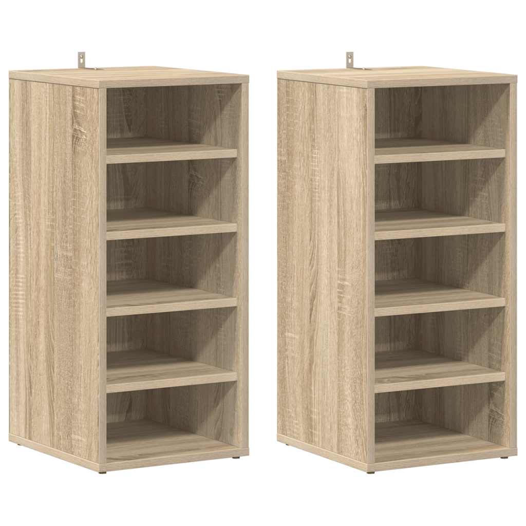 2 db sonoma tölgy színű szerelt fa cipősszekrény 31,5x35x70 cm