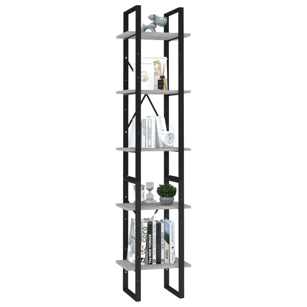 5 szintes betonszürke szerelt fa könyvszekrény 40 x 30 x 175 cm
