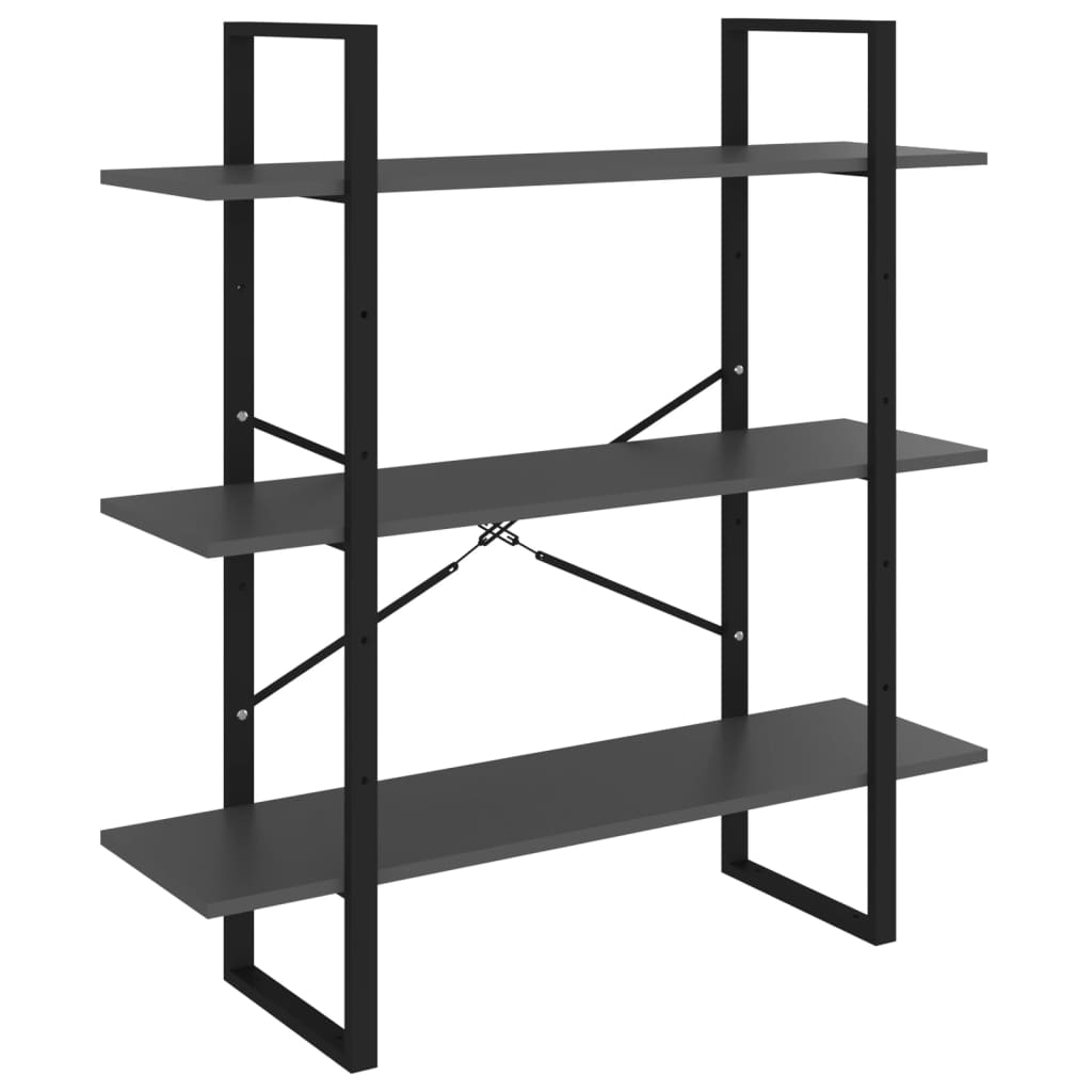 5 szintes szürke szerelt fa könyvszekrény 100 x 30 x 175 cm
