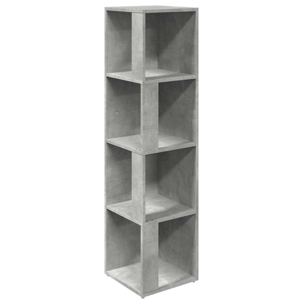 betonszürke szerelt fa sarokszekrény 33 x 33 x 132 cm