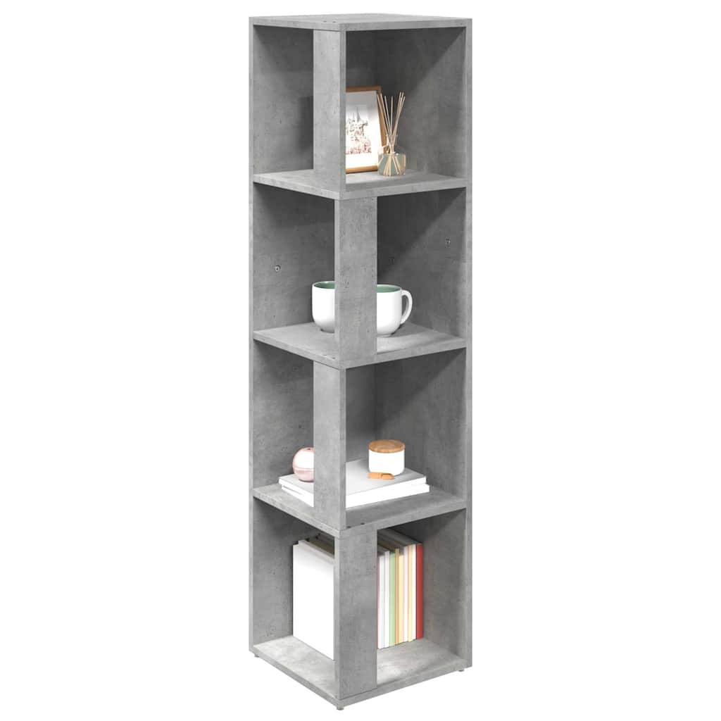 betonszürke szerelt fa sarokszekrény 33 x 33 x 132 cm