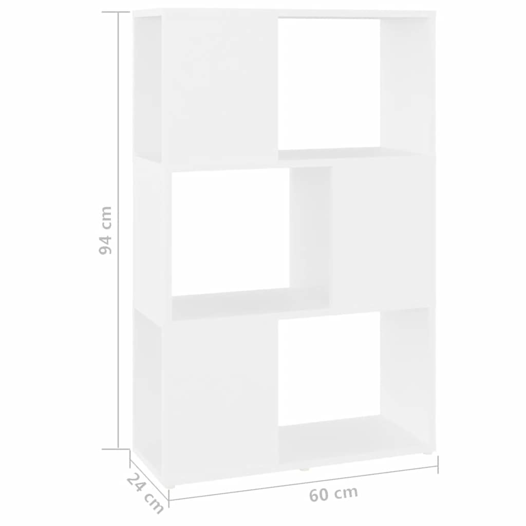 fehér szerelt fa térelválasztó könyvszekrény 60 x 24 x 94 cm