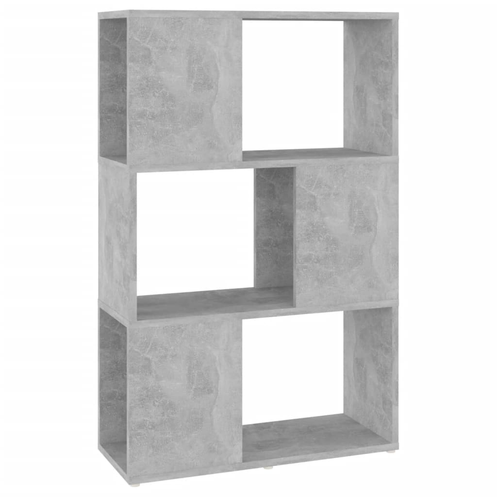 betonszürke szerelt fa térelválasztó könyvszekrény 60x24x94 cm