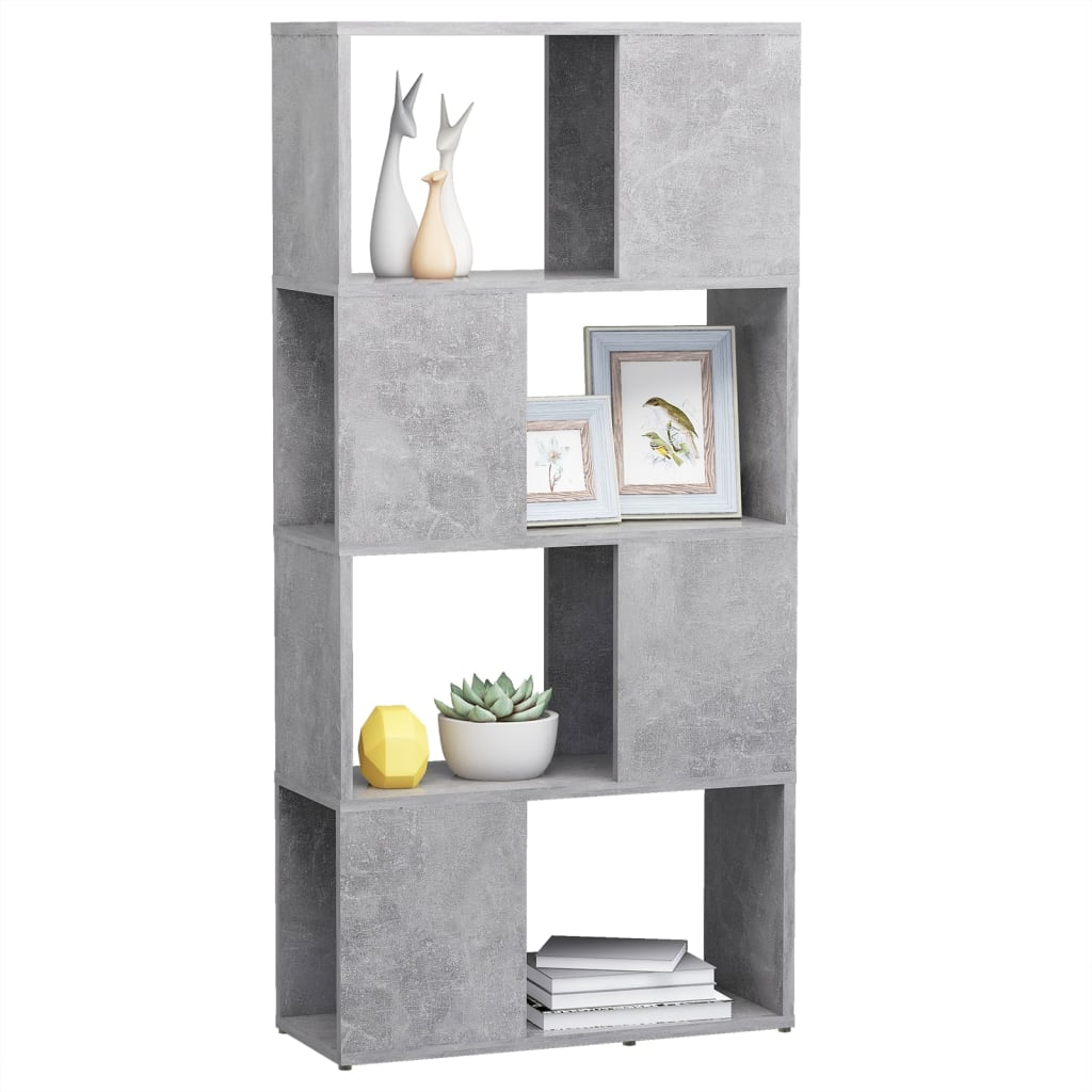 betonszürke térelválasztó könyvszekrény 60 x 24 x 124,5 cm
