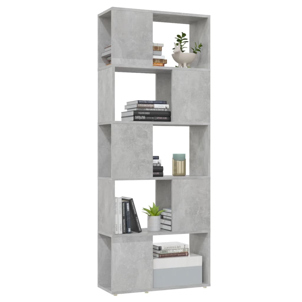 betonszürke térelválasztó könyvszekrény 60 x 24 x 155 cm