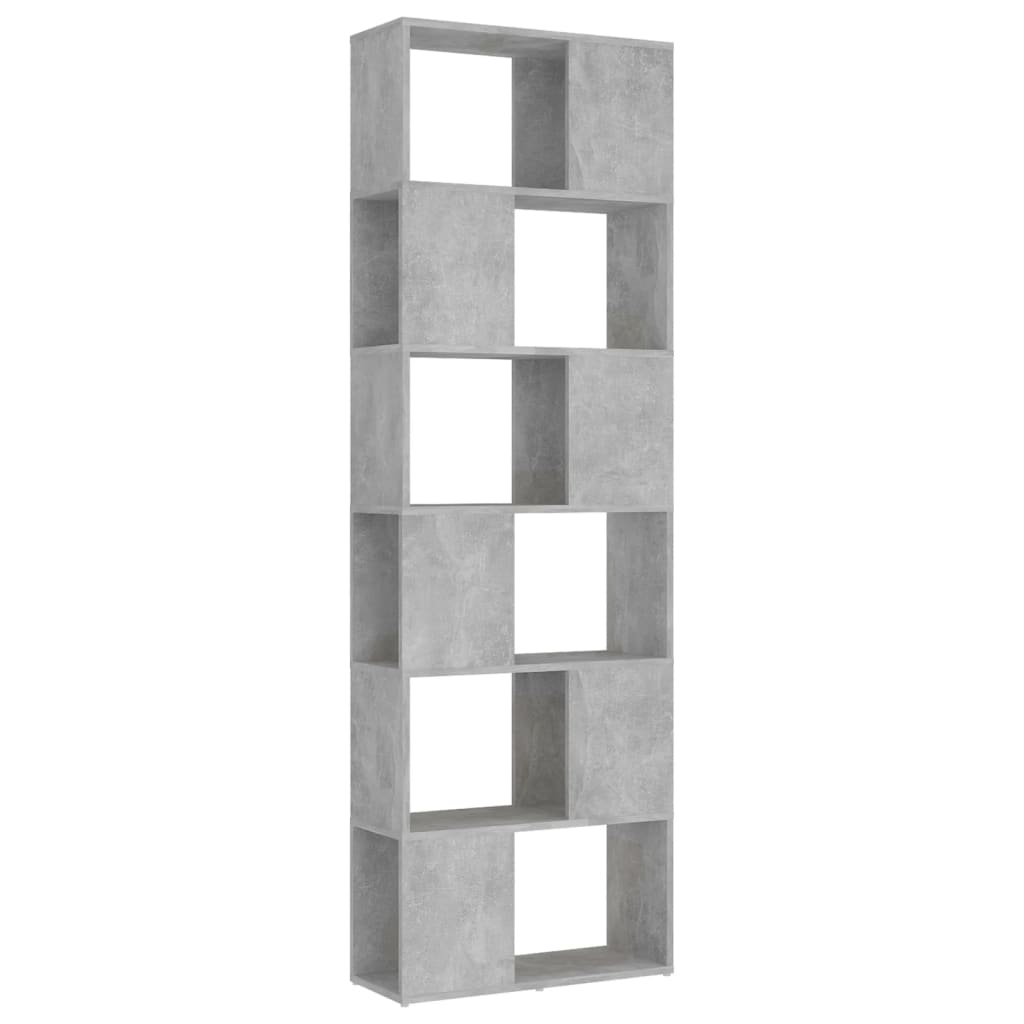 betonszürke szerelt fa térelválasztó könyvszekrény 60x24x186 cm