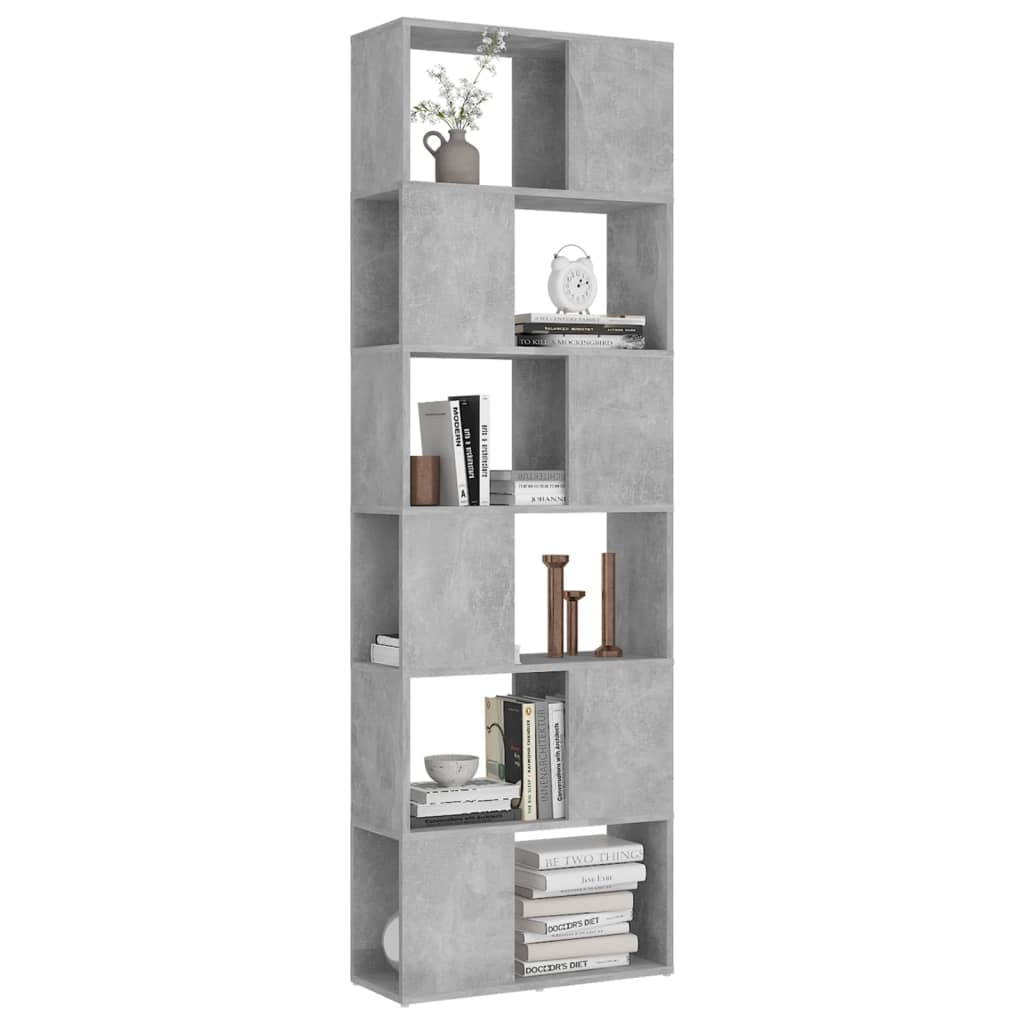 betonszürke szerelt fa térelválasztó könyvszekrény 60x24x186 cm